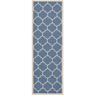 Safavieh Indoor/ Outdoor Courtyard Trellis pattern Blue/ Beige Rug (23 X 10)