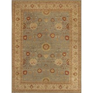 Hand Knotted Ziegler Blue Beige Vegetable Dyes Wool Rug (8 X 10)