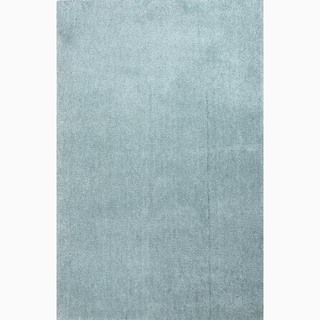 Hand made Blue Polyester Plush Pile Rug (5x8)