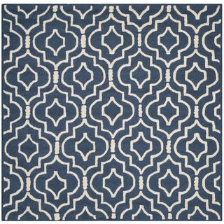 Safavieh Handmade Moroccan Cambridge Navy/ Ivory Wool Rug With 0.5 inch Pile Height (6 Square)