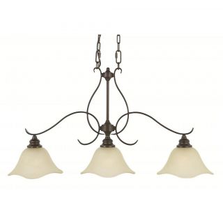 Morningside 3 light Grecian bronze Chandelier With Glass Shades