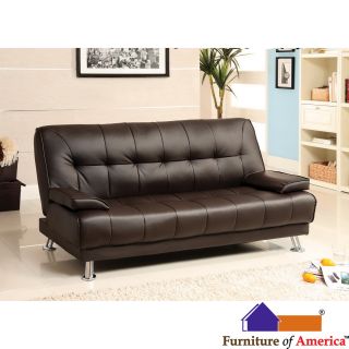 Furniture Of America Furniture Of America Nicholas Enzo Contemporary Dark Brown Tufted Leatherette Futon Sofa Brown Size Full