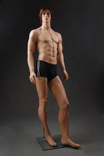 Attractive Sitting Male Full Body Fiberglass Realistic Mannequin Flesh Tone (GM11)