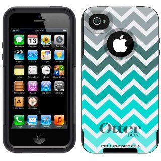 Otterbox Commuter Series Chevron Grey Green Turquoise Pattern Hybrid Case for iPhone 4 & 4S Cell Phones & Accessories
