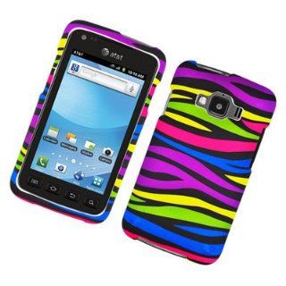 For Samsung Rugby Smart/SGH I847 Hard RUBBERIZED Case Rainbow Zebra 