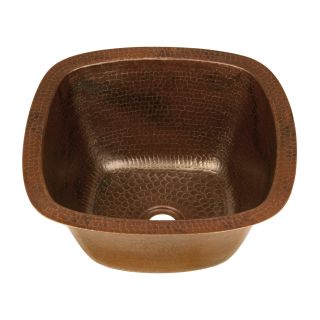 Square 14 inch Hand Hammered Copper Bathroom Sink