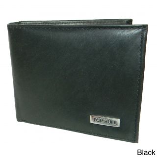 Top Bull Cowhide Leather Pop up Id Window Bi fold Wallet