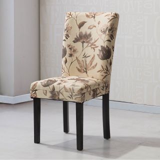 Hlw Arbonni Brown Floral Modern Parson Chairs (set Of 2)