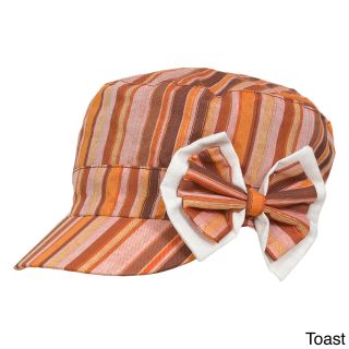 Magid Magid Cotton Canvas Striped Cadet Hat With Bow Multi Size One Size Fits Most