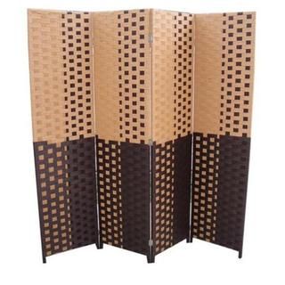 Hand crafted 4 panel Brown/ Espresso Paper Straw Weave Screen