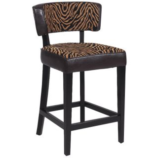 Brown Zebra Patterned Leather Counter Stool