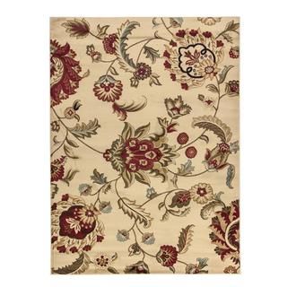 Oriental Floral Ivory Wellwoven Rug (53 X 73)