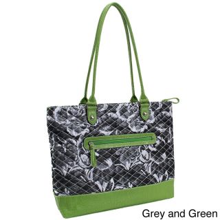 Parinda Allie Quilted Fabric With Croco Faux Leather Tote