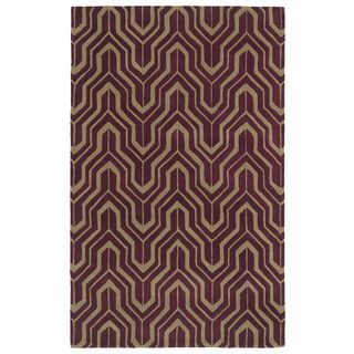 Hand tufted Cosmopolitan Plum/ Camel Wool Rug (8 X 11)