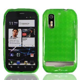Motorola MB855 / 853 / Photon 4G Soft TPU Gel Silicone Skin Case   Neon Green Check Cell Phones & Accessories