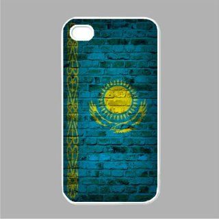 Flag of Kazakhstan Brick Wall Design iPhone 5 White Case   Fits iPhone 5 Cell Phones & Accessories
