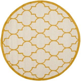 Safavieh Handmade Moroccan Cambridge Ivory/ Gold Wool Rug (6 Round)