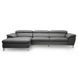 Baxton Studio Voight Gray Modern Sectional Sofa   Left Facing Chaise