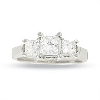 CTW. Princess Cut Diamond Three Stone Ring in 14K White Gold
