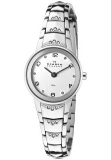 Skagen 812XSSXW  Watches,Womens White Swarovski Crystal Silver Dial Stainless Steel, Casual Skagen Quartz Watches