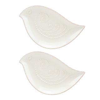French Perle White 2 piece Bird Tidbit Plate Set