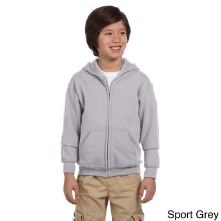 Gildan Heavy Blend Youth 50/50 Full zip Hooded Jacket Grey Size L (14 16)