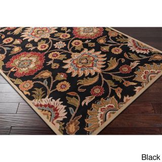 Surya Carpet, Inc Hand tufted Alameda Traditional Floral Wool Area Rug (9 X 12) Black Size 9 x 12