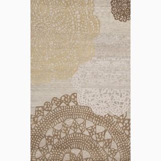Handmade Abstract Pattern Brown/ Tan Wool Rug (8 X 11)