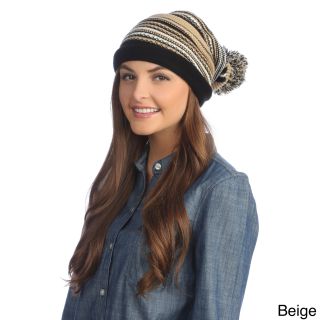 Kc Signatures Striped Pompom Beanie