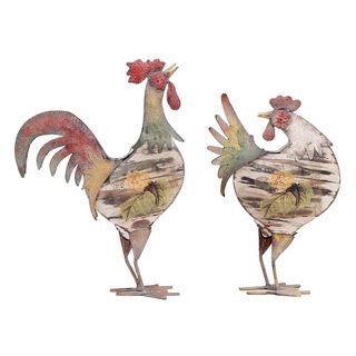 Aluminum Rooster Wall Decor (set Of 2)