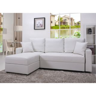 Gold Sparrow Aspen White Convertible Sectional Storage Sofa Bed Set