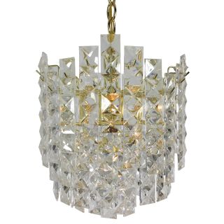 4 light Prismatic Multi tiered Roller Coaster Chandelier With Brass Finish