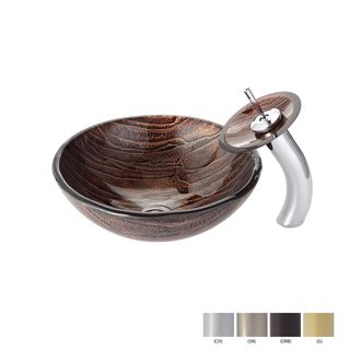 Kraus Gaia Glass Vessel Sink And Waterfall Faucet