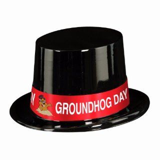 Beistle 66659 Black Plastic Topper with Groundhog Day Band, 24 Per Package Kitchen & Dining