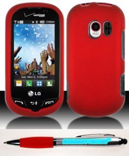 Accessory Factory(TM) Bundle (the item, 2in1 Stylus Point Pen) LG VN271 Extravert Rubber Red Case Cover Protector Cell Phones & Accessories