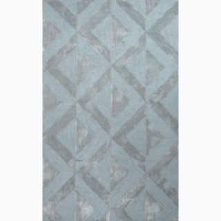 Hand made Blue Polyester Textured Rug (8x10)