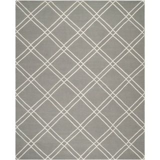 Safavieh Handwoven Moroccan Dhurrie Square Pattern Gray/ Ivory Wool Rug (6 X 9)