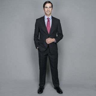 Navy Stripe 2 button Wool And Silk Blend Suit