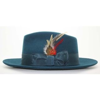 Ferrecci Mens Teal/ Blue Fedora Hat
