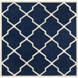 Safavieh Handmade Moroccan Chatham Dark Blue/ Ivory Wool Rug (9 Square)