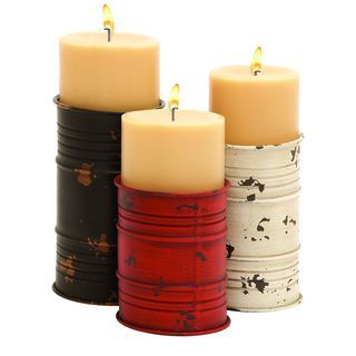 Simple Design Metal Candle Holder In Cylindrical Shape  Set Of 3