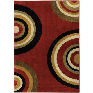 Ephesus Collection Geometric Circles Red Contemporary Area Rug (33 X 47)