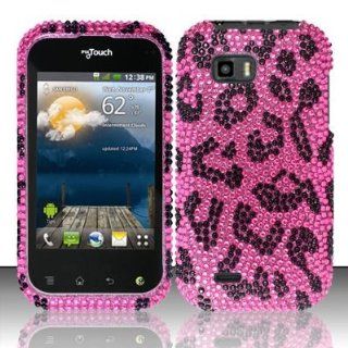 PINK LEOPARD Hard Plastic Bling Rhinestone Case for LG myTouch Q C800 / Maxx Q (T Mobile Slider Version) [In Twisted Tech Retail Packaging] Cell Phones & Accessories