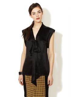 Silk Satin Tie Neck Top by Tracy Reese
