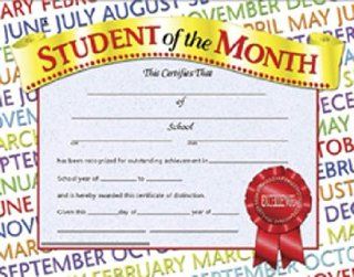 * STUDENT OF THE MONTH 30PK 8.5 X 11   Blank Certificates