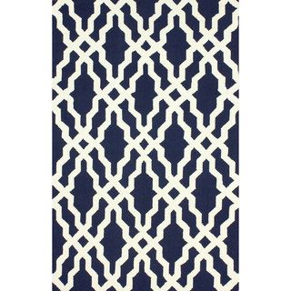 Nuloom Handmade Wool Moroccan Trellis Navy Blue Rug (76 X 96)