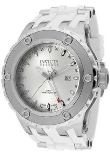 Invicta 1400  Watches,Mens Subaqua/Reserve GMT Silver Dial White Polyurethane, Casual Invicta Quartz Watches