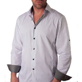 Giorgio Bellini Mens Andriano White Swiss Dots Button front Shirt