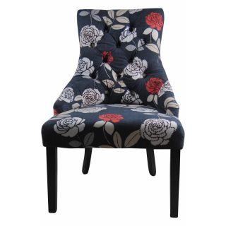 Kantoi Dark Blue Floral Luxury Dining Chair (set Of 2)