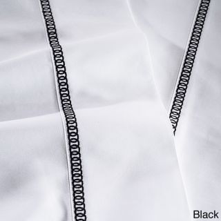 Westport Linens Links Embroidered Egyptian Cotton Sateen 300 Thread Count Sheet Set Black Size Queen
